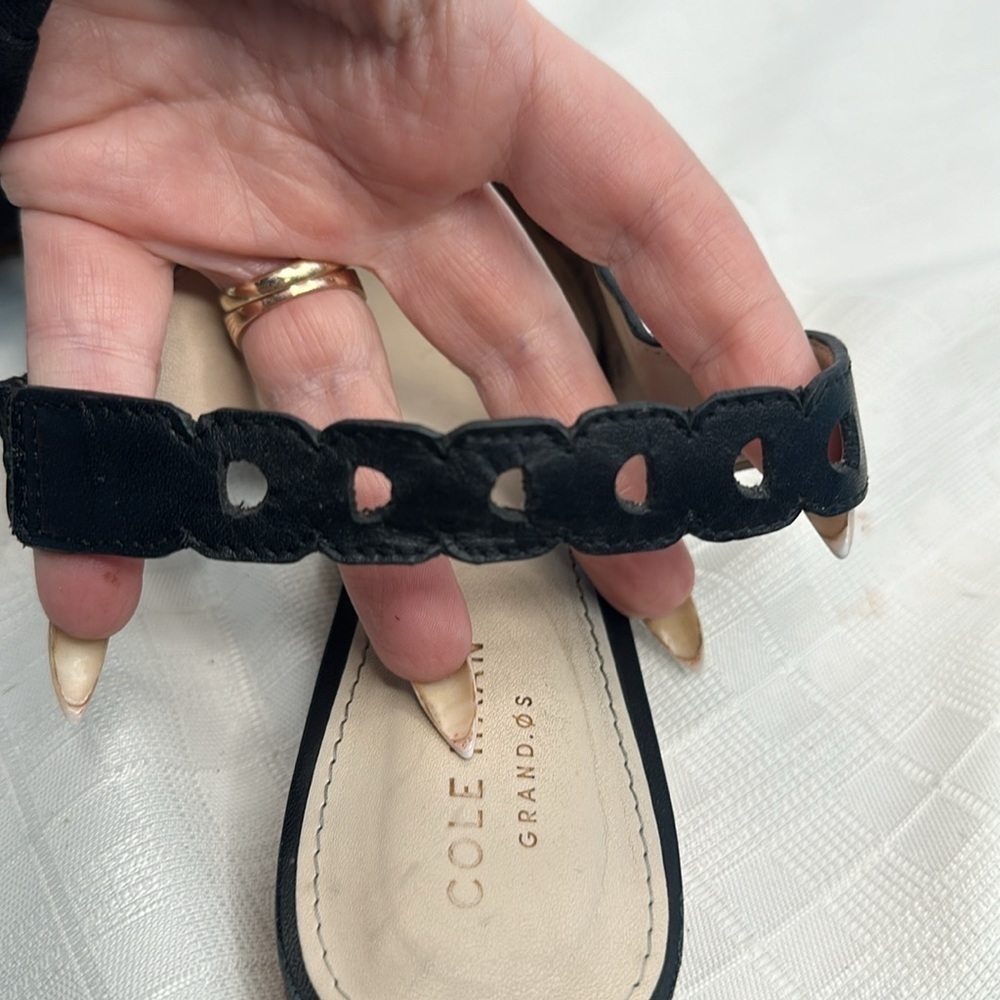 Cole Haan Merrit Leather Slingback Pointed Toe Flats in Black - Picture 9 of 9